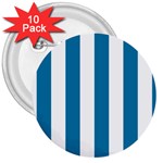 Vertical Stripes - White and Cerulean 3  Button (10 pack)