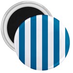 Vertical Stripes - White and Cerulean 3  Magnet