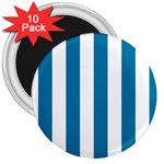 Vertical Stripes - White and Cerulean 3  Magnet (10 pack)