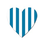 Vertical Stripes - White and Cerulean Magnet (Heart)