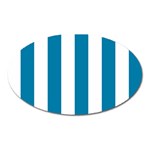 Vertical Stripes - White and Cerulean Magnet (Oval)