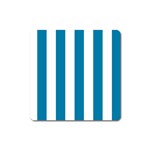 Vertical Stripes - White and Cerulean Magnet (Square)