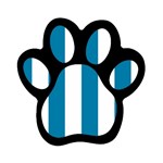 Vertical Stripes - White and Cerulean Magnet (Paw Print)