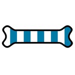 Vertical Stripes - White and Cerulean Magnet (Dog Bone)