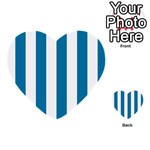 Vertical Stripes - White and Cerulean Multi-purpose Cards (Heart)