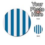 Vertical Stripes - White and Cerulean Multi-purpose Cards (Round)