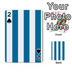 Vertical Stripes - White and Cerulean Playing Cards 54 Designs