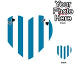 Vertical Stripes - White and Cerulean Playing Cards 54 (Heart)