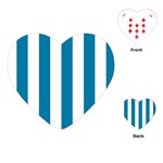 Vertical Stripes - White and Cerulean Playing Cards (Heart)