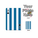 Vertical Stripes - White and Cerulean Playing Cards 54 (Mini)