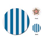 Vertical Stripes - White and Cerulean Playing Cards (Round)