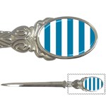 Vertical Stripes - White and Cerulean Letter Opener