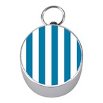 Vertical Stripes - White and Cerulean Silver Compass (Mini)