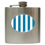 Vertical Stripes - White and Cerulean Hip Flask (6 oz)