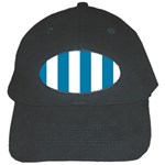 Vertical Stripes - White and Cerulean Black Cap