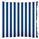 Vertical Stripes - White and Dark Cerulean Large Flano Cushion Case (One Side)