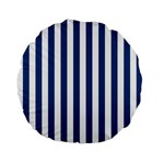 Vertical Stripes - White and Dark Cerulean Standard 15  Premium Flano Round Cushion