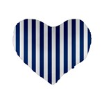 Vertical Stripes - White and Dark Cerulean Standard 16  Premium Flano Heart Shape Cushion