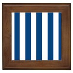 Vertical Stripes - White and Dark Cerulean Framed Tile