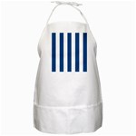 Vertical Stripes - White and Dark Cerulean BBQ Apron