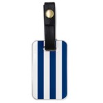 Vertical Stripes - White and Dark Cerulean Luggage Tag (One Side)