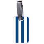 Vertical Stripes - White and Dark Cerulean Luggage Tag (Two Sides)