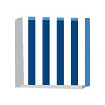 Vertical Stripes - White and Dark Cerulean 4 x 4  Acrylic Photo Block