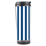 Vertical Stripes - White and Dark Cerulean Travel Tumbler