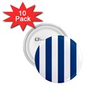 Vertical Stripes - White and Dark Cerulean 1.75  Button (10 pack)