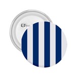 Vertical Stripes - White and Dark Cerulean 2.25  Button