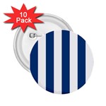 Vertical Stripes - White and Dark Cerulean 2.25  Button (10 pack)