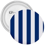 Vertical Stripes - White and Dark Cerulean 3  Button