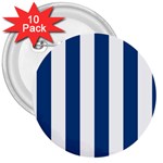 Vertical Stripes - White and Dark Cerulean 3  Button (10 pack)