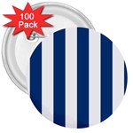 Vertical Stripes - White and Dark Cerulean 3  Button (100 pack)