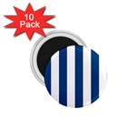 Vertical Stripes - White and Dark Cerulean 1.75  Magnet (10 pack)