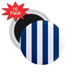 Vertical Stripes - White and Dark Cerulean 2.25  Magnet (10 pack)