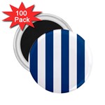 Vertical Stripes - White and Dark Cerulean 2.25  Magnet (100 pack)