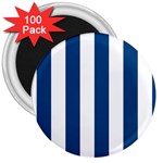 Vertical Stripes - White and Dark Cerulean 3  Magnet (100 pack)