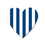 Vertical Stripes - White and Dark Cerulean Magnet (Heart)