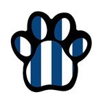 Vertical Stripes - White and Dark Cerulean Magnet (Paw Print)