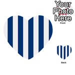 Vertical Stripes - White and Dark Cerulean Multi-purpose Cards (Heart)