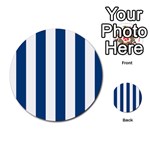 Vertical Stripes - White and Dark Cerulean Multi-purpose Cards (Round)