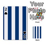 Vertical Stripes - White and Dark Cerulean Playing Cards 54 Designs