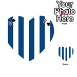 Vertical Stripes - White and Dark Cerulean Playing Cards 54 (Heart)