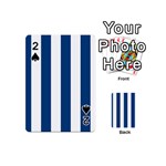 Vertical Stripes - White and Dark Cerulean Playing Cards 54 (Mini)