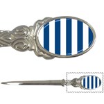 Vertical Stripes - White and Dark Cerulean Letter Opener