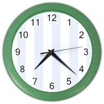 Vertical Stripes - White and Pastel Blue Color Wall Clock