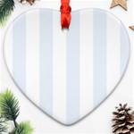 Vertical Stripes - White and Pastel Blue Ornament (Heart)