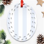 Vertical Stripes - White and Pastel Blue Ornament (Bell) Ornament (Oval Filigree)