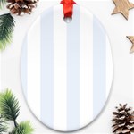 Vertical Stripes - White and Pastel Blue Ornament (Oval)